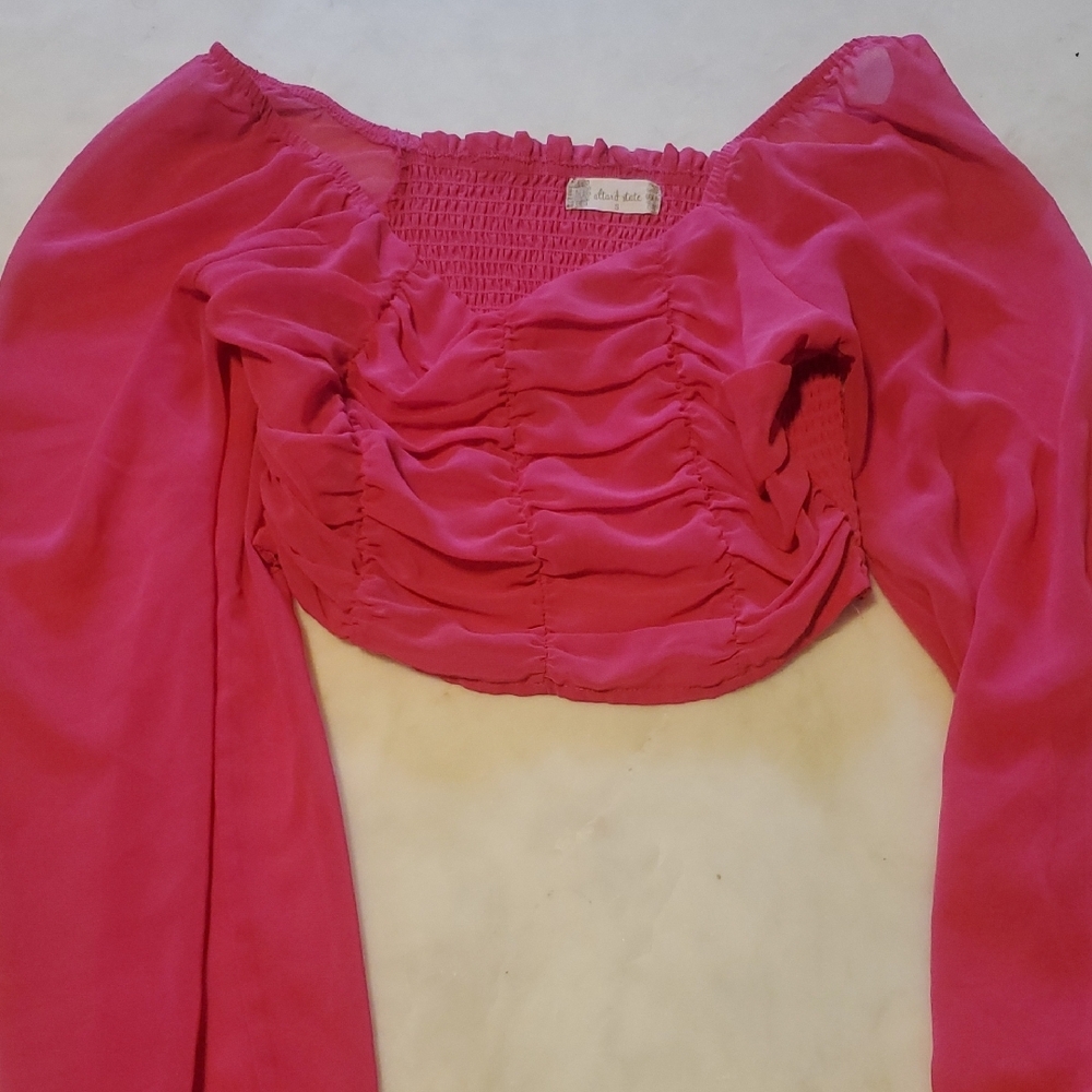 Altar'd State Fuchsia Ruched Blouse - Picture 4 of 6